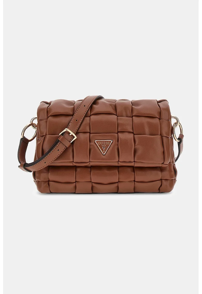 Geanta crossbody cu aspect impletit, Maro