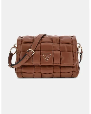 Geanta crossbody cu aspect impletit, Maro
