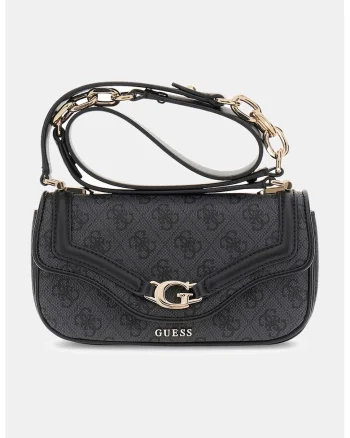 Geanta crossbody de piele ecologica cu monograma, Gri inchis