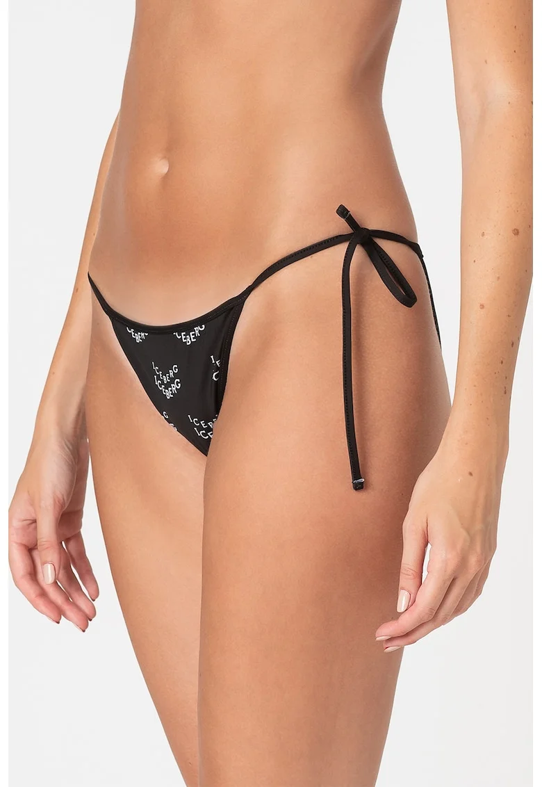 Slip brazilian cu prindere in lateral, Alb/Negru