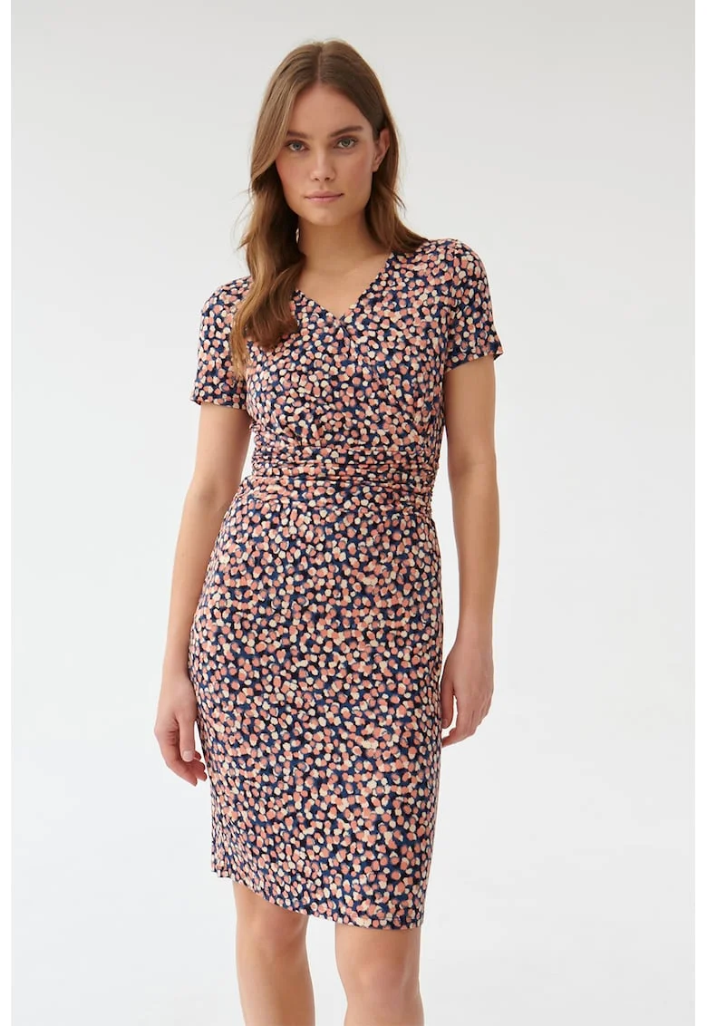 Rochie mini cu imprimeu Monika, Negru/Roz somon/Bej