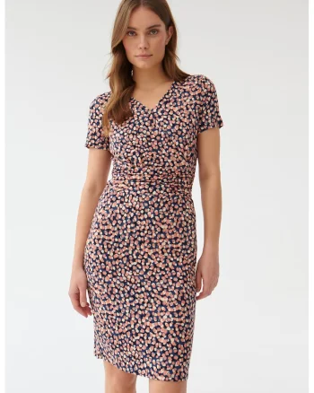 Rochie mini cu imprimeu Monika, Negru/Roz somon/Bej