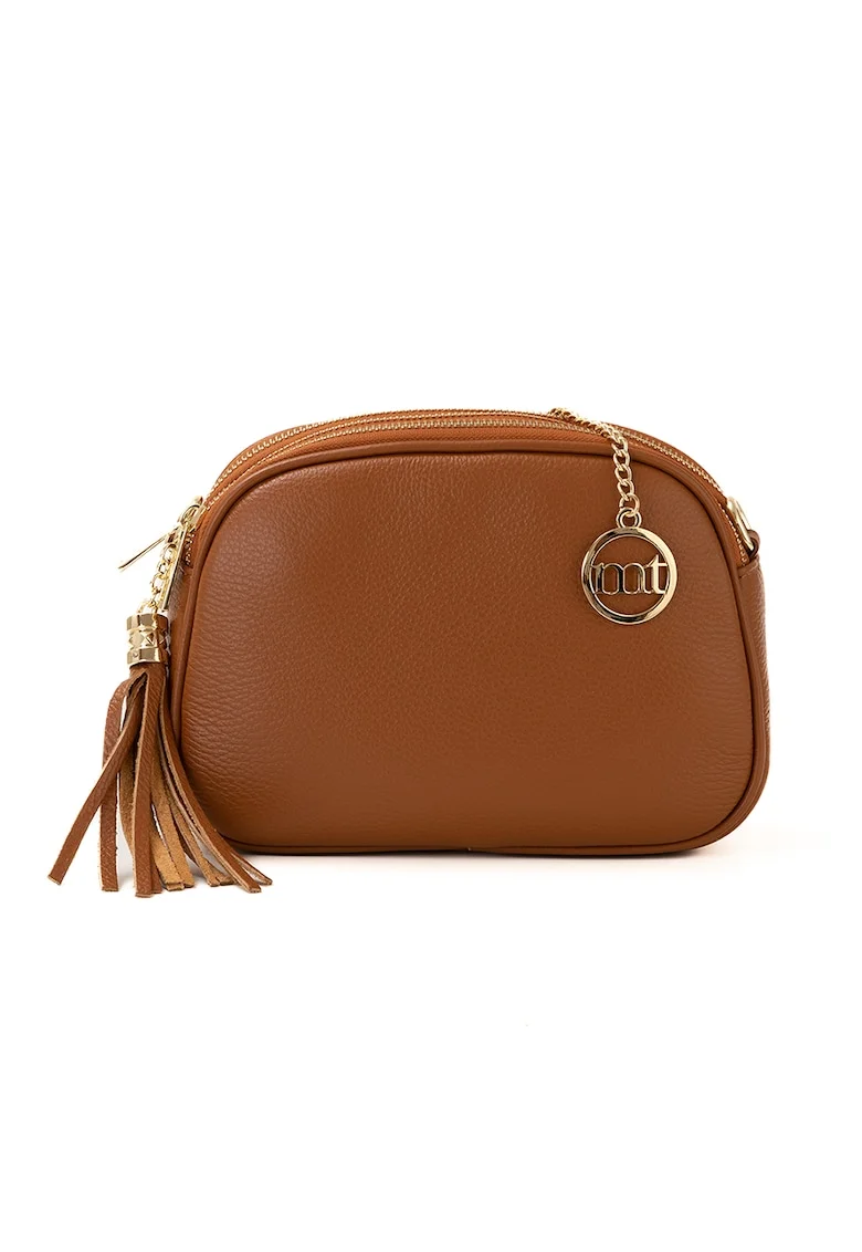 Geanta crossbody din piele cu trei compartimente Gradisca, Maro scortisoara
