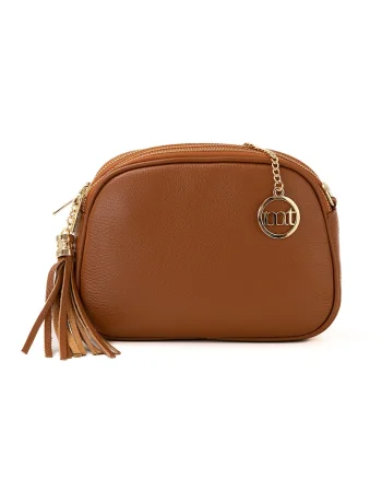 Geanta crossbody din piele cu trei compartimente Gradisca, Maro scortisoara