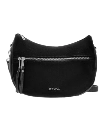 Rylko, Geanta crossbody de piele si piele intoarsa, Negru