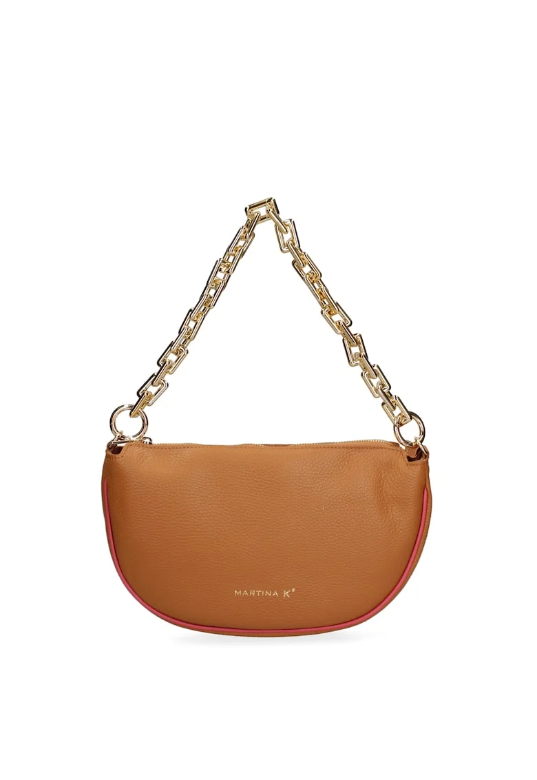 Geanta crossbody din piele 168057, Caramel
