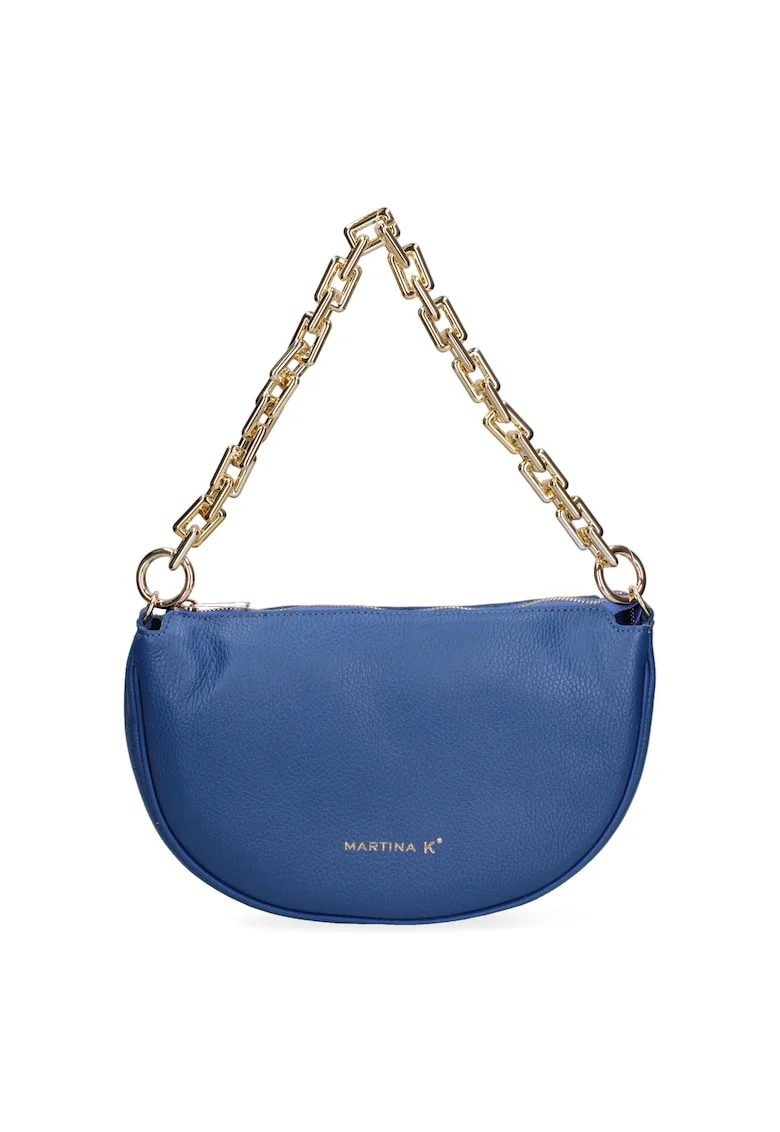 Geanta crossbody din piele 168057, Albastru deschis