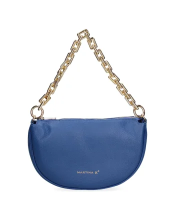 Geanta crossbody din piele 168057, Albastru deschis