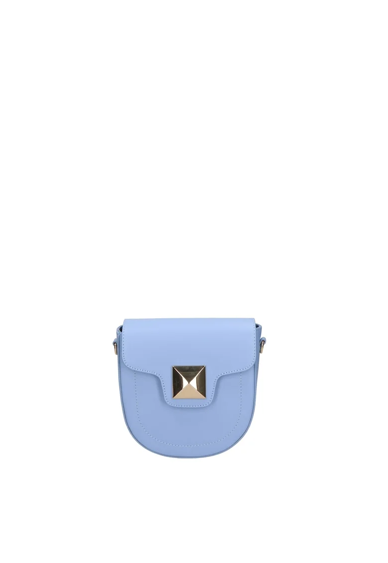 Geanta crossbody din piele cu bareta detasabila, Albastru pastel