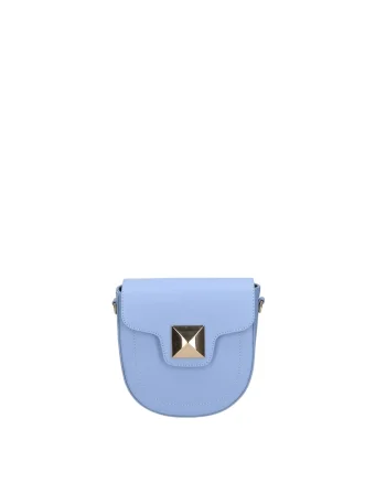Geanta crossbody din piele cu bareta detasabila, Albastru pastel