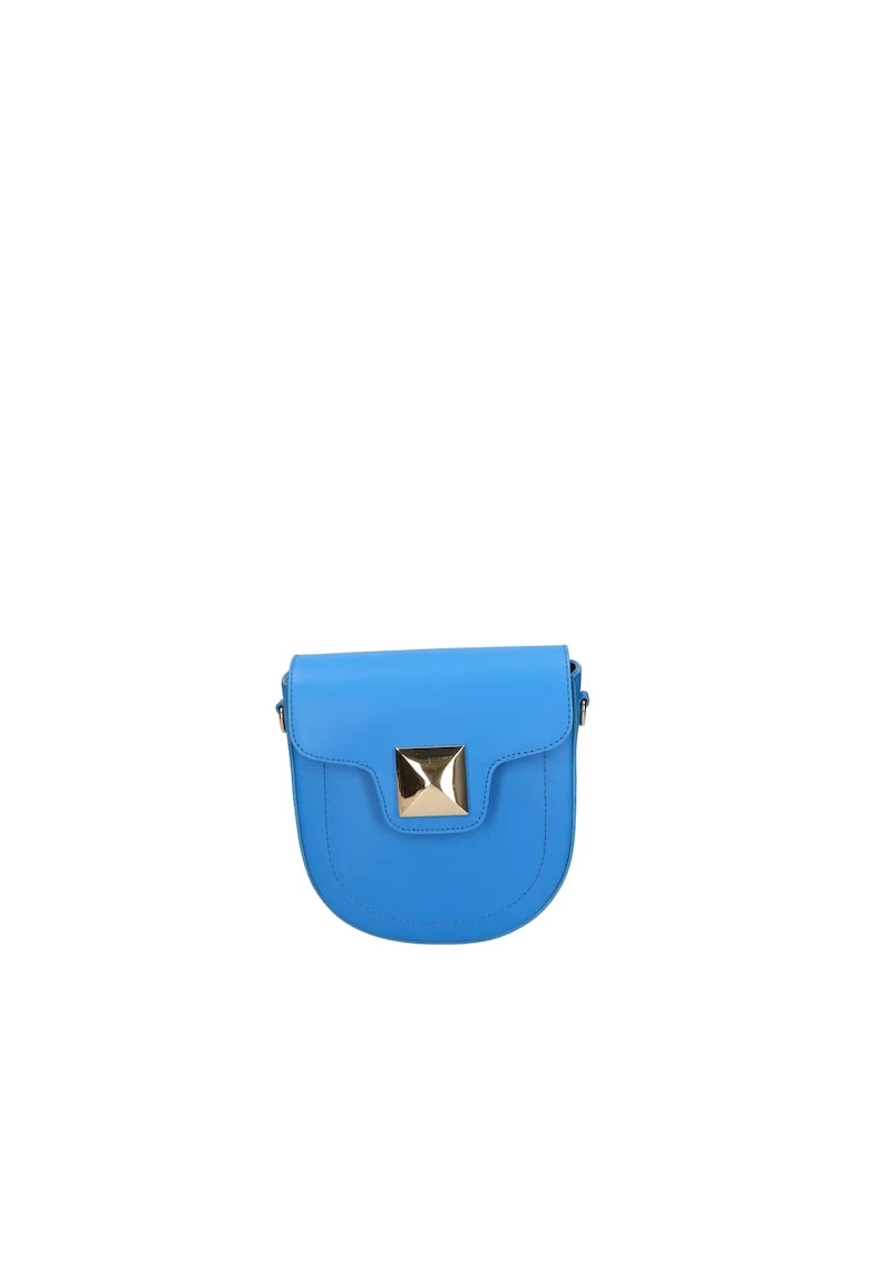 Geanta crossbody din piele cu bareta detasabila, Albastru