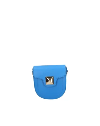 Geanta crossbody din piele cu bareta detasabila, Albastru