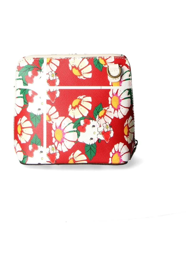 Geanta crossbody din piele cu model cu Hello Kitty, Rosu