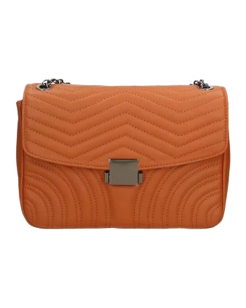 Geanta crossbody din piele cu garnituri cusute, Maro