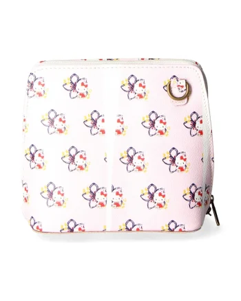 Geanta crossbody din piele cu model cu Hello Kitty, Roz