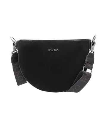 Geanta crossbody de piele cu logo, Negru