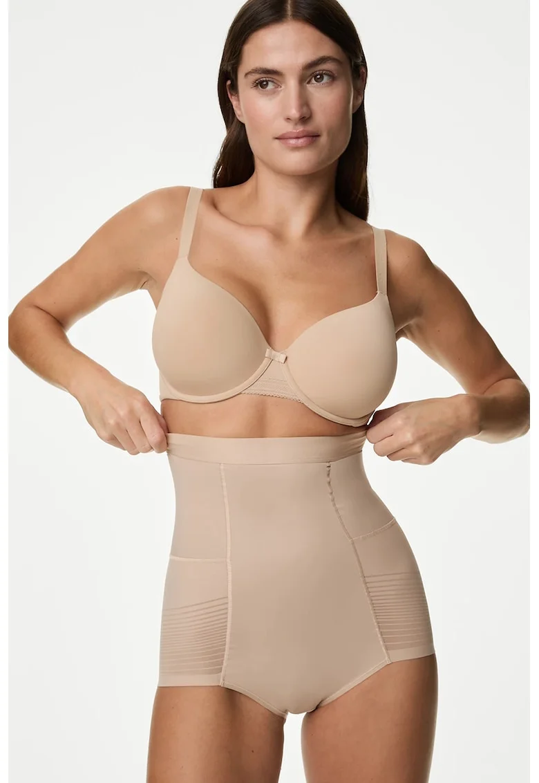 Chiloti modelatori cu talie super inalta, Bej