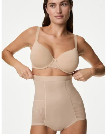 Chiloti modelatori cu talie super inalta, Bej