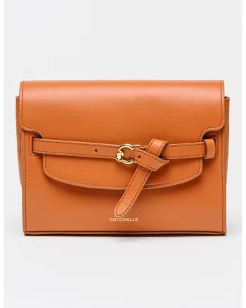 Geanta crossbody de piele cu bareta decorativa Sabine, Portocaliu inchis