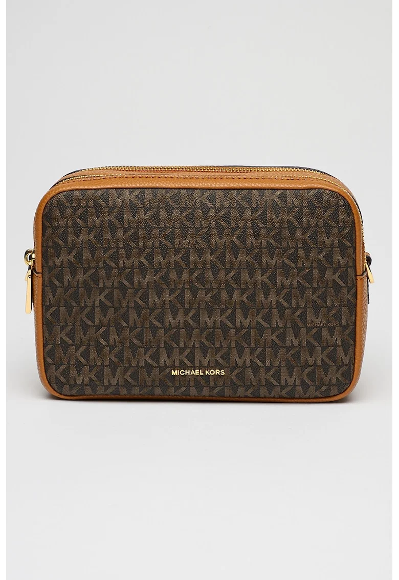 Geanta crossbody cu imprimeu logo Bryant, Negru/Maro scortisoara