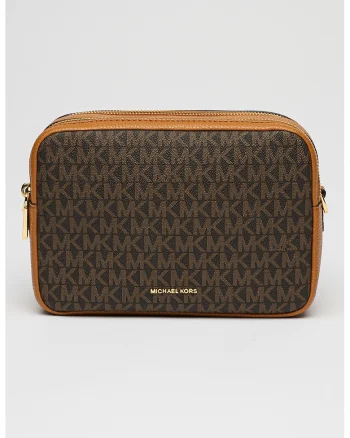 Geanta crossbody cu imprimeu logo Bryant, Negru/Maro scortisoara