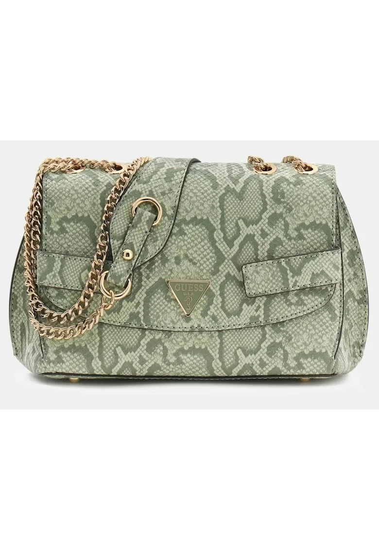 Geanta dama  Serenova HWKG8091210-LSL, geanta de umar si crossbody, piele ecologica, verde, model snake, lant auriu