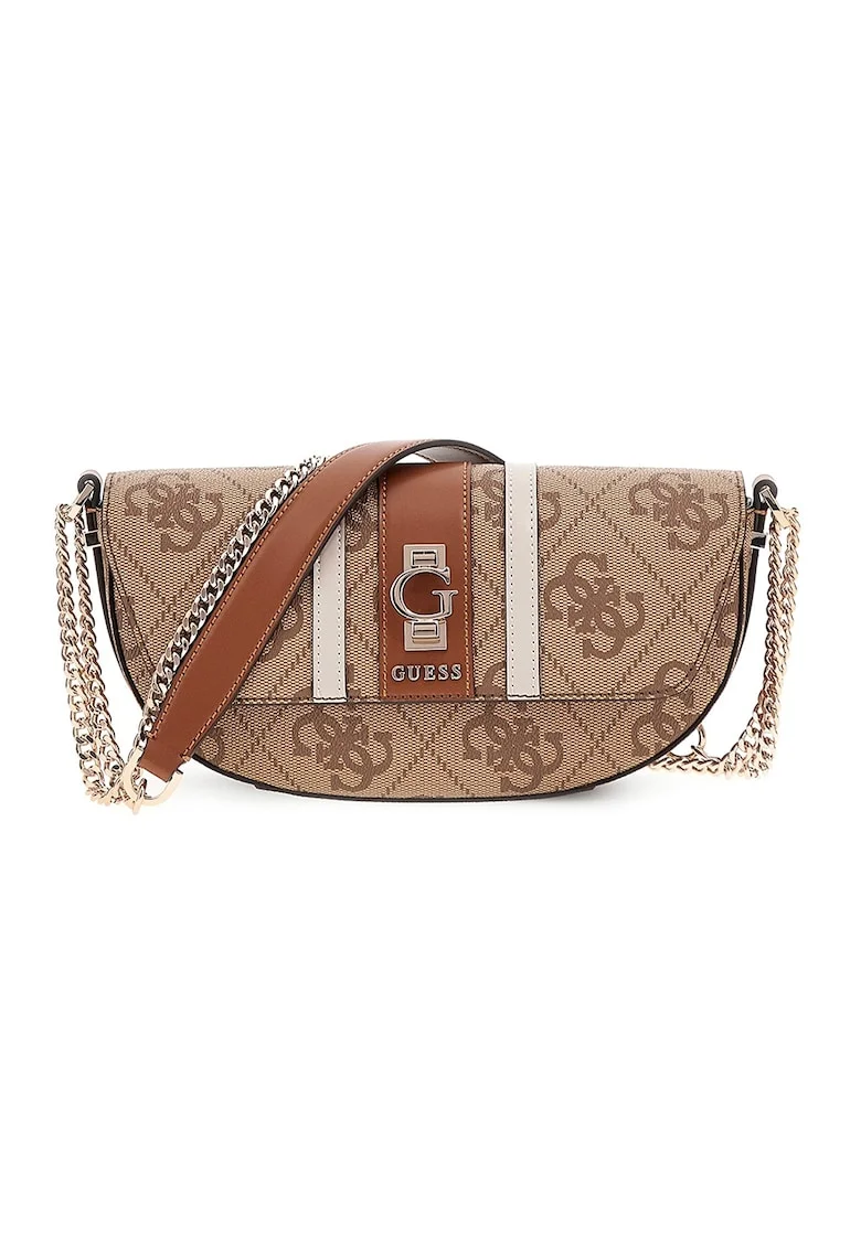 Geanta crossbody cu model logo, Maro deschis