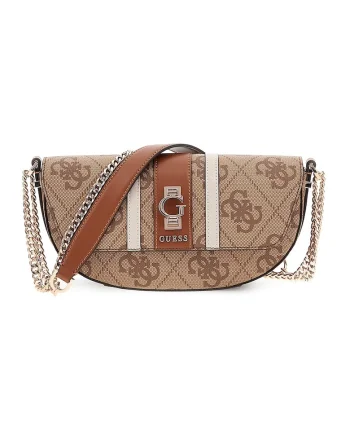 Geanta crossbody cu model logo, Maro deschis