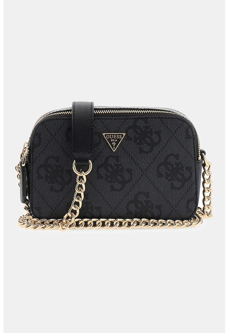 Geanta crossbody cu monograma Noelle, Negru/Gri antracit