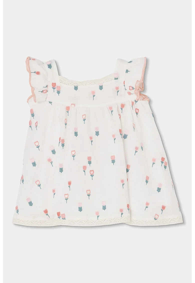 Rochie cu croiala baby-doll si chiloti, Alb fildes