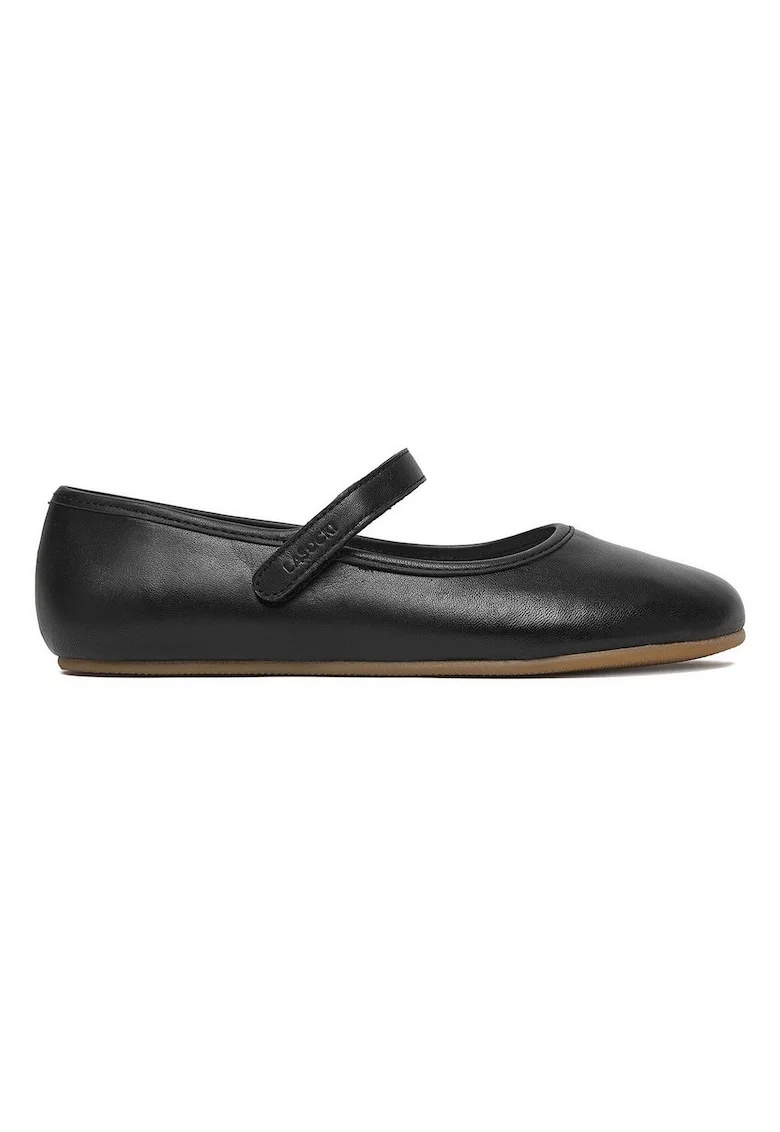 Balerini copii,  piele naturala, negru, slip-on