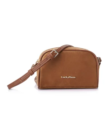 Geanta crossbody  din piele intoarsa sintetica, Maro, 14 x 21 x 8 CM