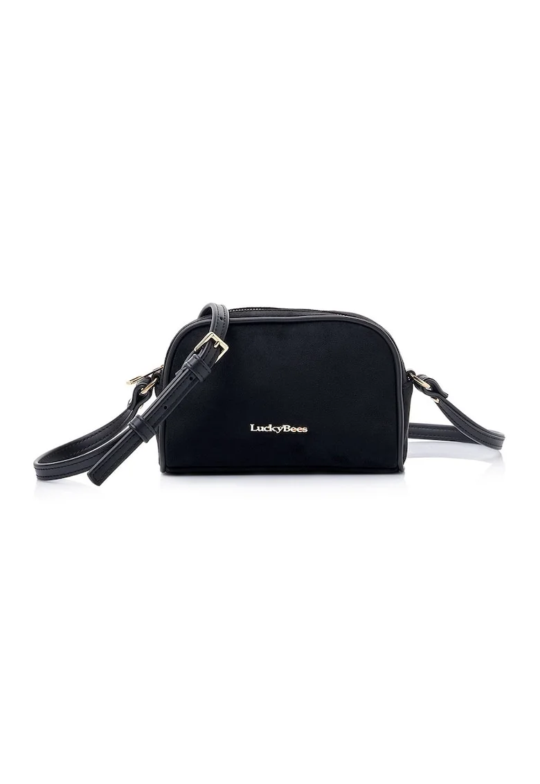 Geanta crossbody  din piele intoarsa sintetica, Negru, 14 x 21 x 8 CM