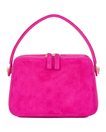 Geanta crossbody din piele intoarsa cu bareta ajustabila, Fucsia