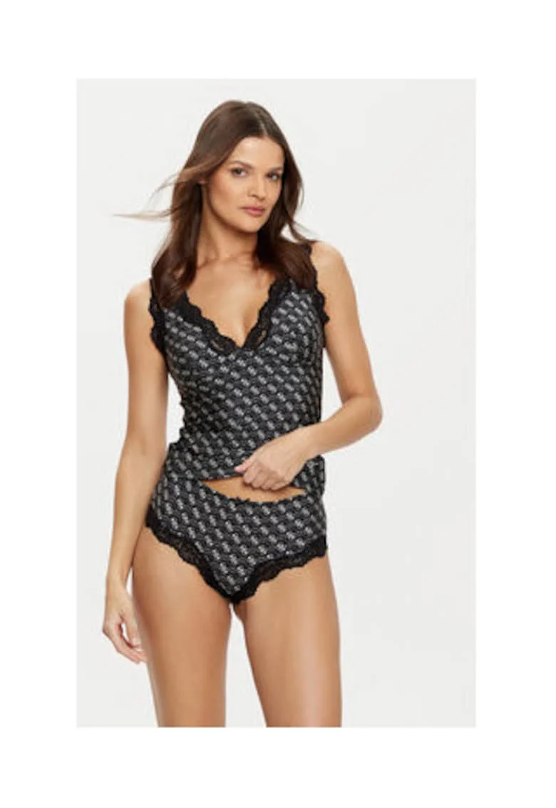 Set de chiloti si top din poliamida cu model cu buline