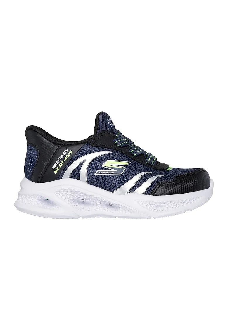 Pantofi sport Meteor slip-ins cu LED-uri, Alb optic/Argintiu/Bleumarin