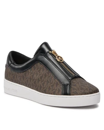 Pantofi sport dama,  slip-on, confortabili, maro, piele ecologica,