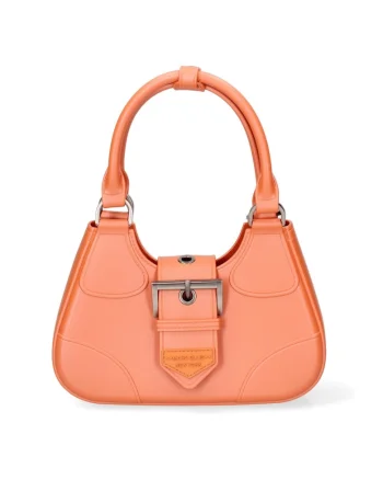 Geanta crossbody cu bareta cu imprimeu logo, Portocaliu/Argintiu