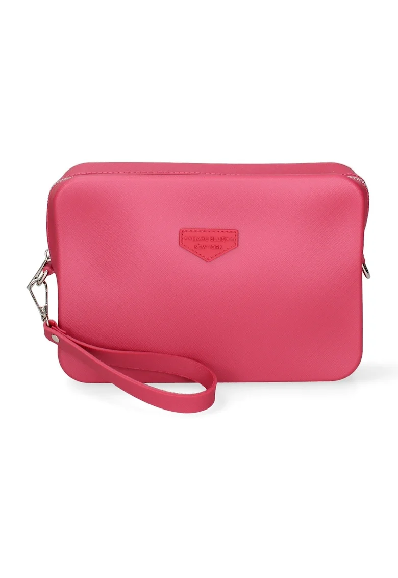 Geanta crossbody cu bareta cu logo, Fucsia/Argintiu