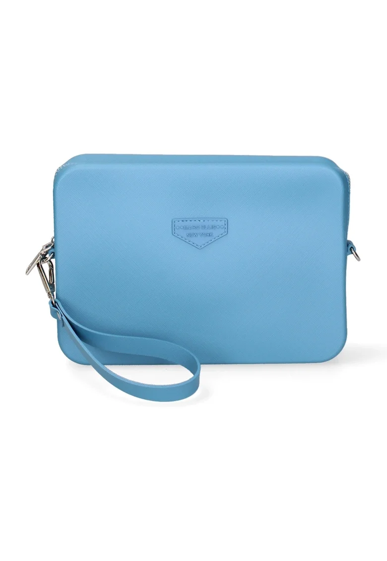 Geanta crossbody cu bareta cu logo, Albastru deschis/Argintiu