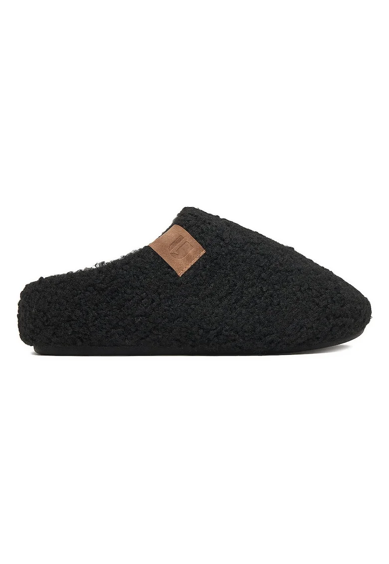 Papuci dama,  negru, material textil, design slip-on
