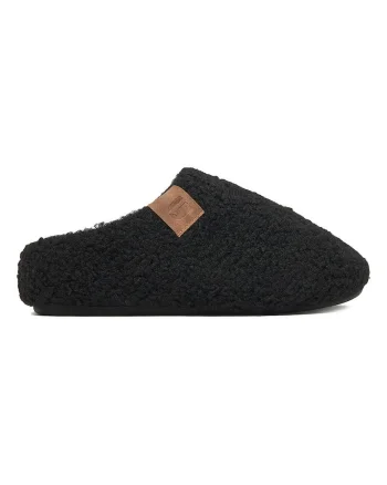 Papuci dama,  negru, material textil, design slip-on