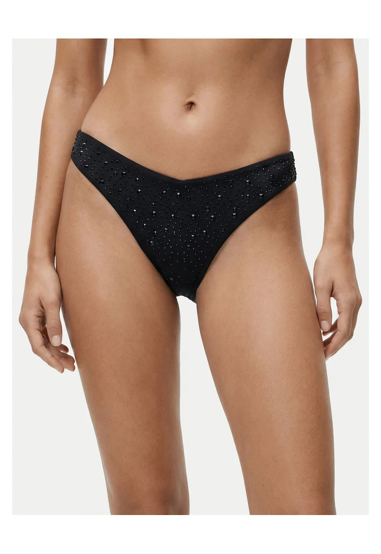 Costum de baie dama,  slip de bikini, negru, poliamida,