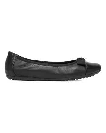 Balerini dama,  piele naturala, negru, slip-on, fundita