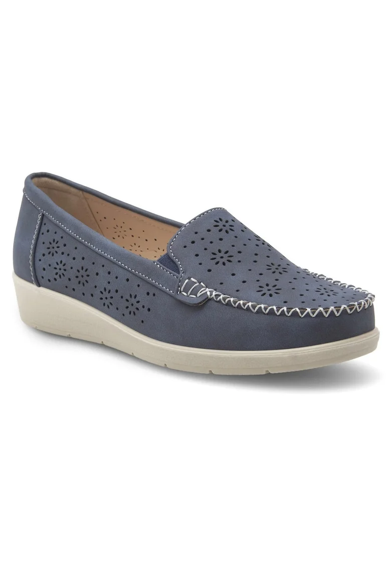 Mocasini dama,  slip-on, albastru, material sintetic