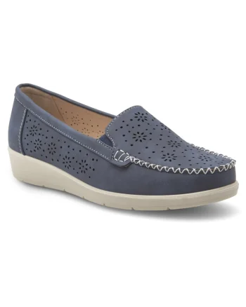 Mocasini dama,  slip-on, albastru, material sintetic