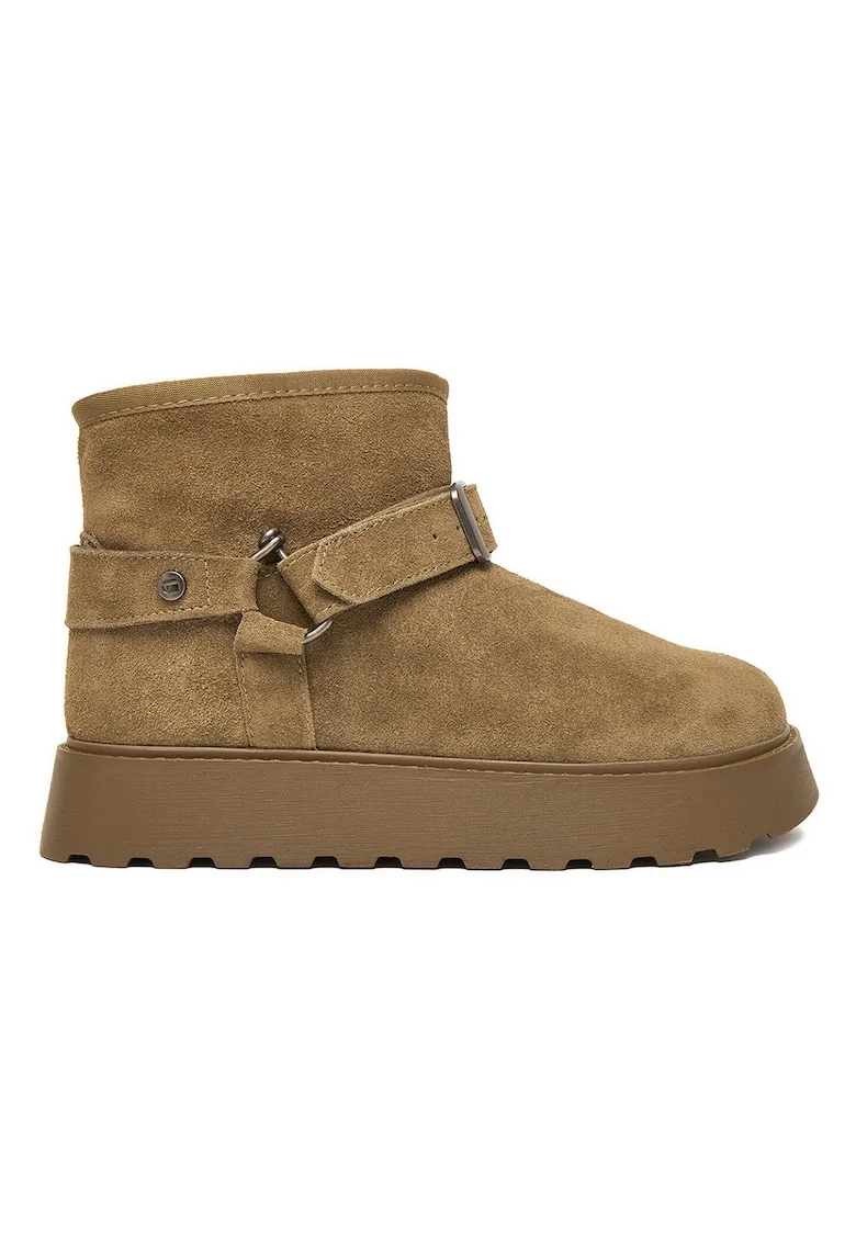Cizme dama,  piele naturala, bej, slip-on, captusite