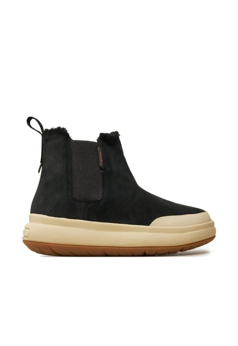 Botine dama,  piele naturala, negru, slip-on, varf rotund,
