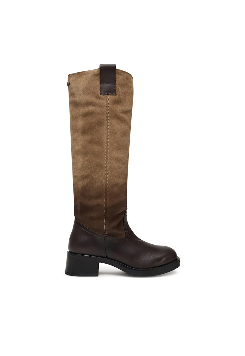 Cizme dama,  piele naturala, maro, slip-on,