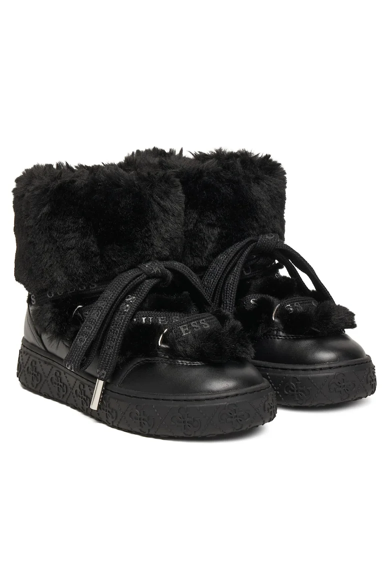 Cizme de zapada dama,  material textil, negru, slip-on, platforma,